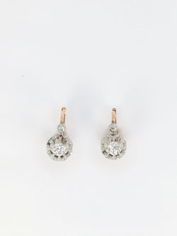 Boucles d’oreilles dormeuses anciennes en or et diamants - Castafiore