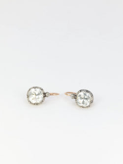 Boucles d’oreilles dormeuses anciennes en or et pierres du Rhin - Castafiore