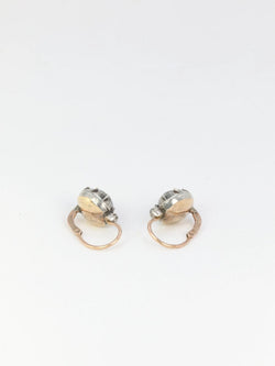 Boucles d’oreilles dormeuses anciennes en or et pierres du Rhin - Castafiore