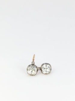 Boucles d’oreilles dormeuses anciennes en or et pierres du Rhin - Castafiore