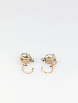 Boucles d’oreilles dormeuses anciennes en or et pierres du Rhin - Castafiore
