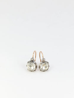 Boucles d’oreilles dormeuses anciennes en or et pierres du Rhin - Castafiore