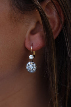 Boucles d'oreilles Dormeuses en 2 ors et diamant - Castafiore
