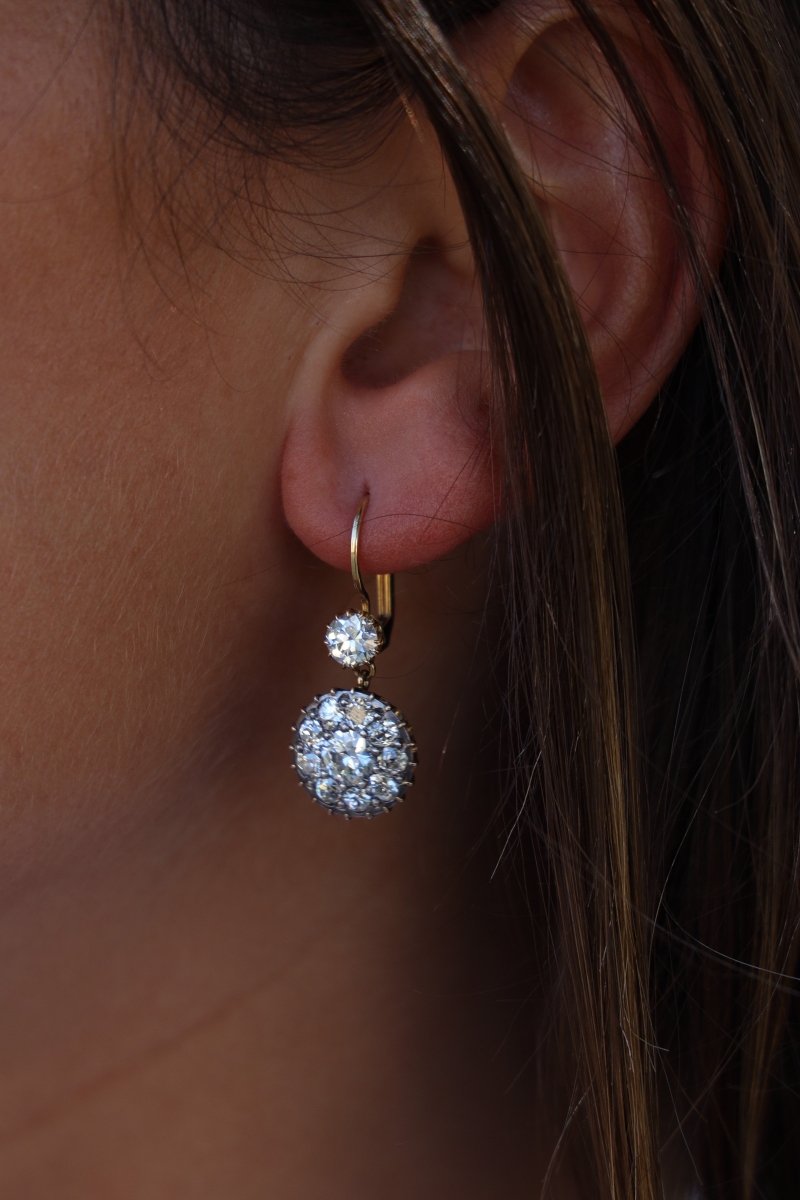 Boucles d'oreilles Dormeuses en 2 ors et diamant - Castafiore