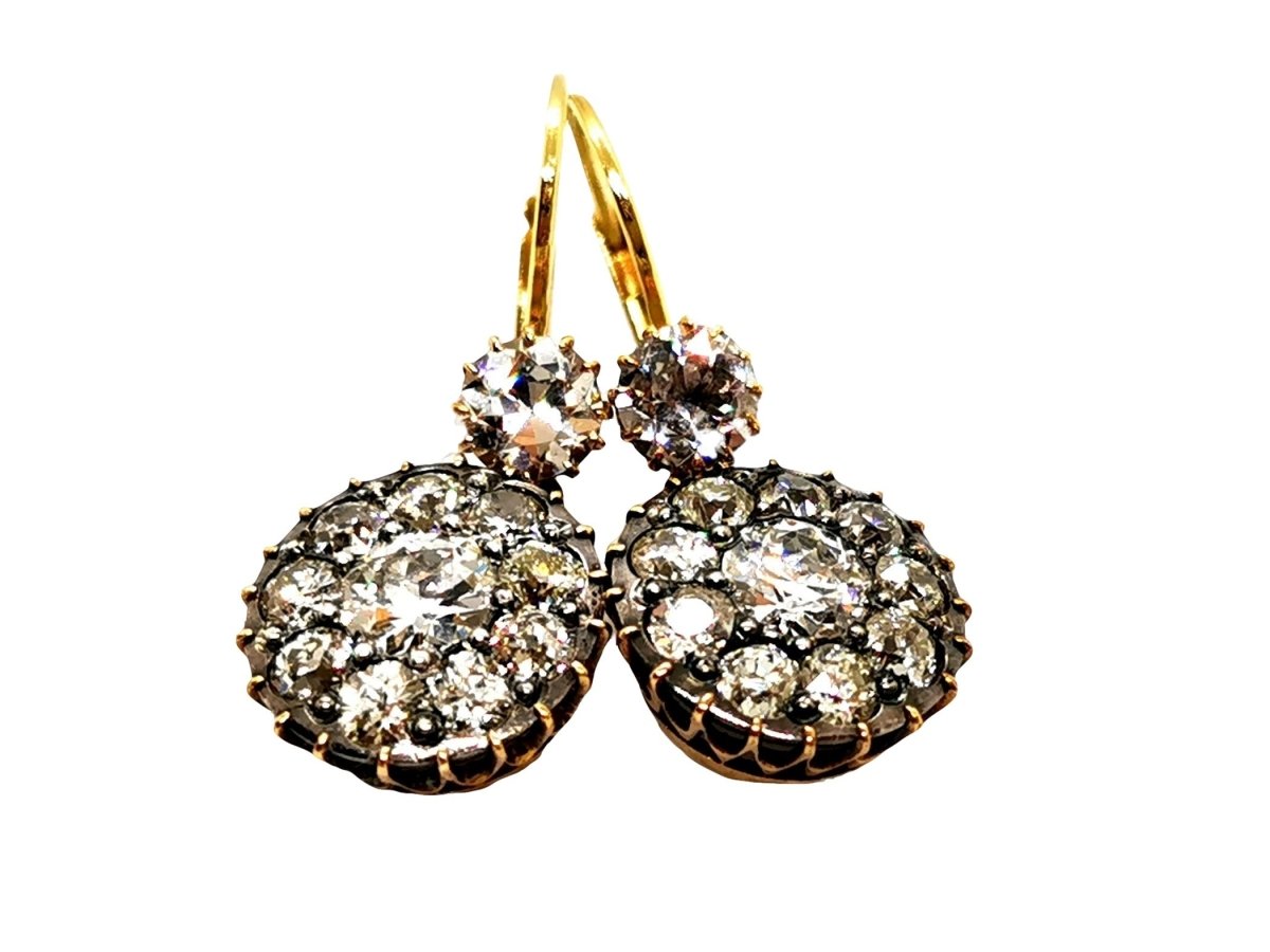 Boucles d'oreilles Dormeuses en 2 ors et diamant - Castafiore