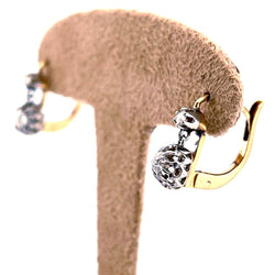 Boucles d'oreilles Dormeuses en or jaune et diamants - Castafiore