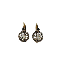 Boucles d'oreilles Dormeuses en or jaune et diamants - Castafiore