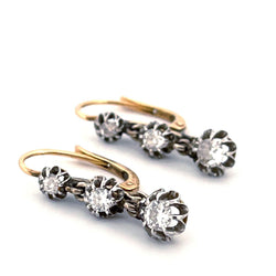 Boucles d'oreilles Dormeuses en or jaune et diamants - Castafiore
