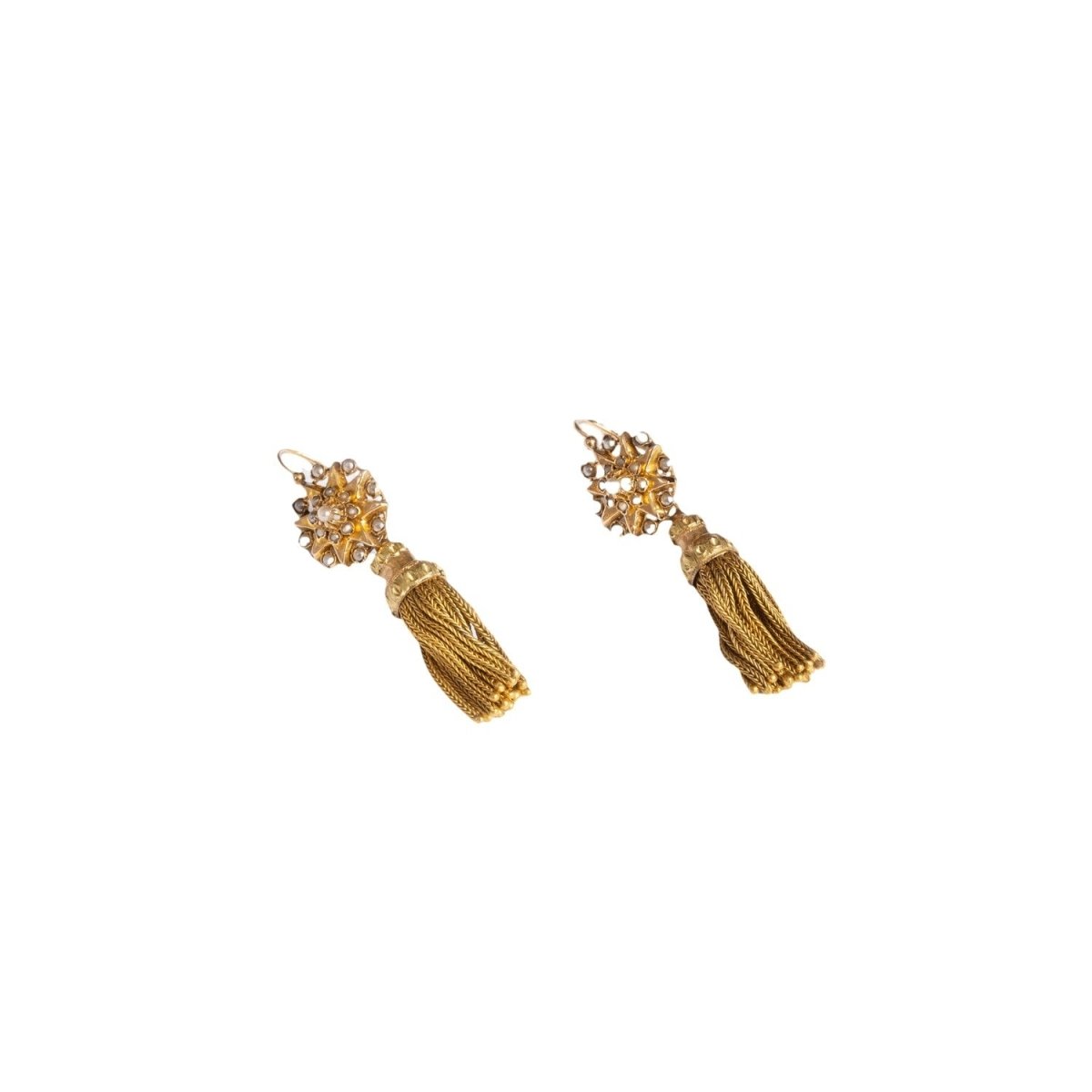 Boucles d'oreilles Dormeuses en or jaune et en perles - Castafiore