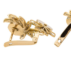 Boucles d'oreilles Dormeuses en or jaune, jade jadéite et diamants - Castafiore