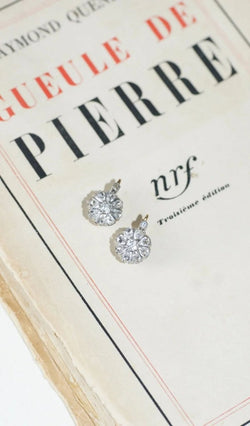 Boucles d'oreilles Dormeuses marguerite diamants - Castafiore