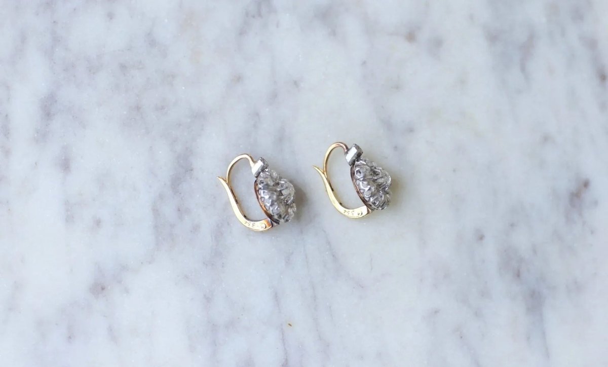 Boucles d'oreilles Dormeuses marguerite diamants - Castafiore