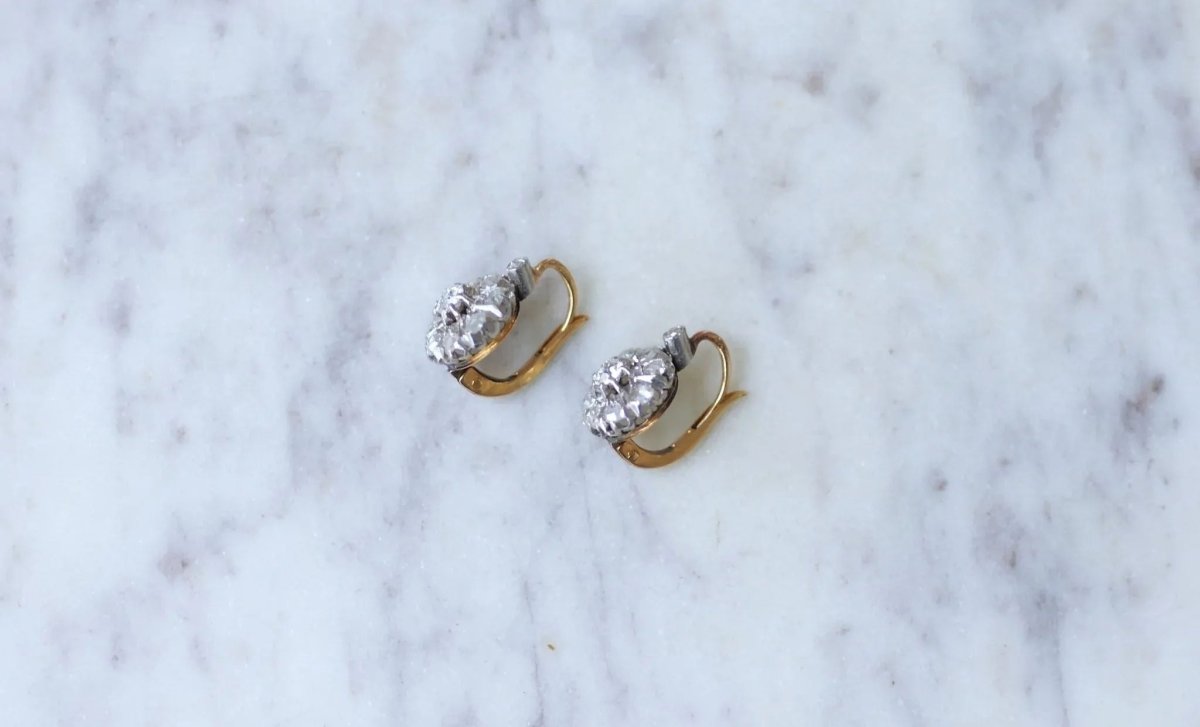 Boucles d'oreilles Dormeuses marguerite diamants - Castafiore