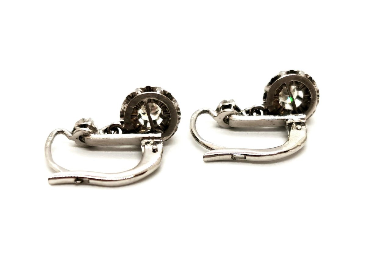 Boucles d'oreilles Dormeuses Or blanc Diamant - Castafiore