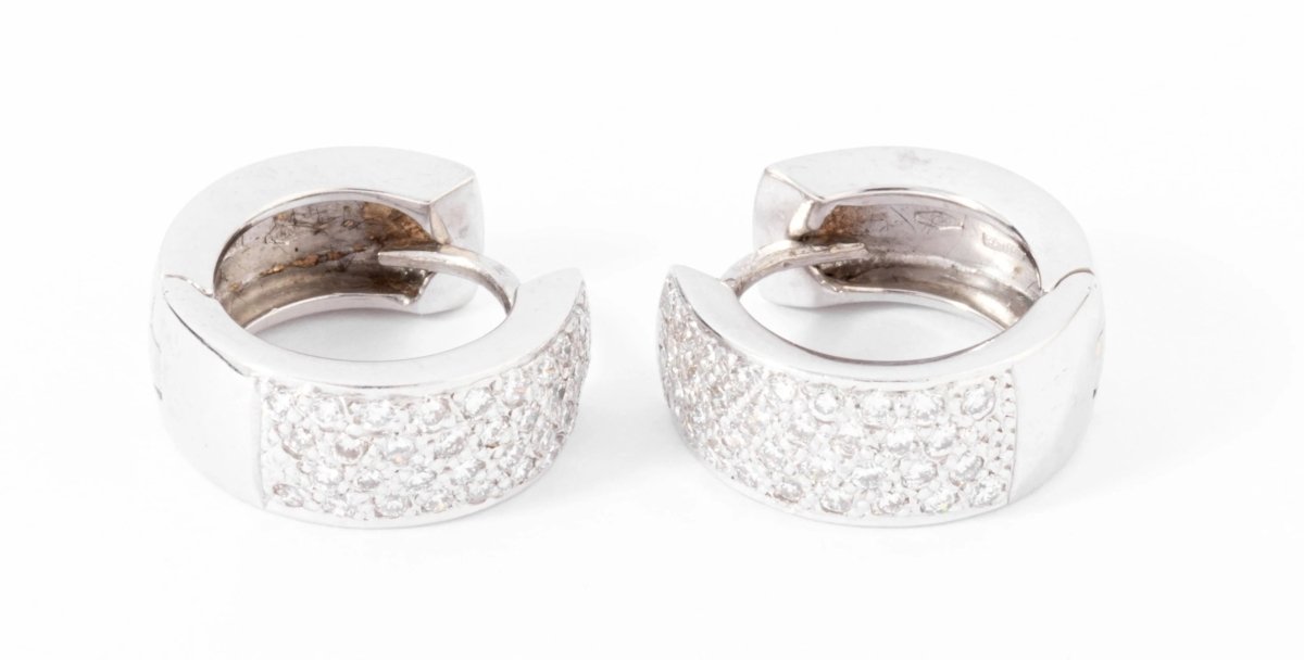 Boucles d'oreilles en demi créole en or gris et diamant - Castafiore