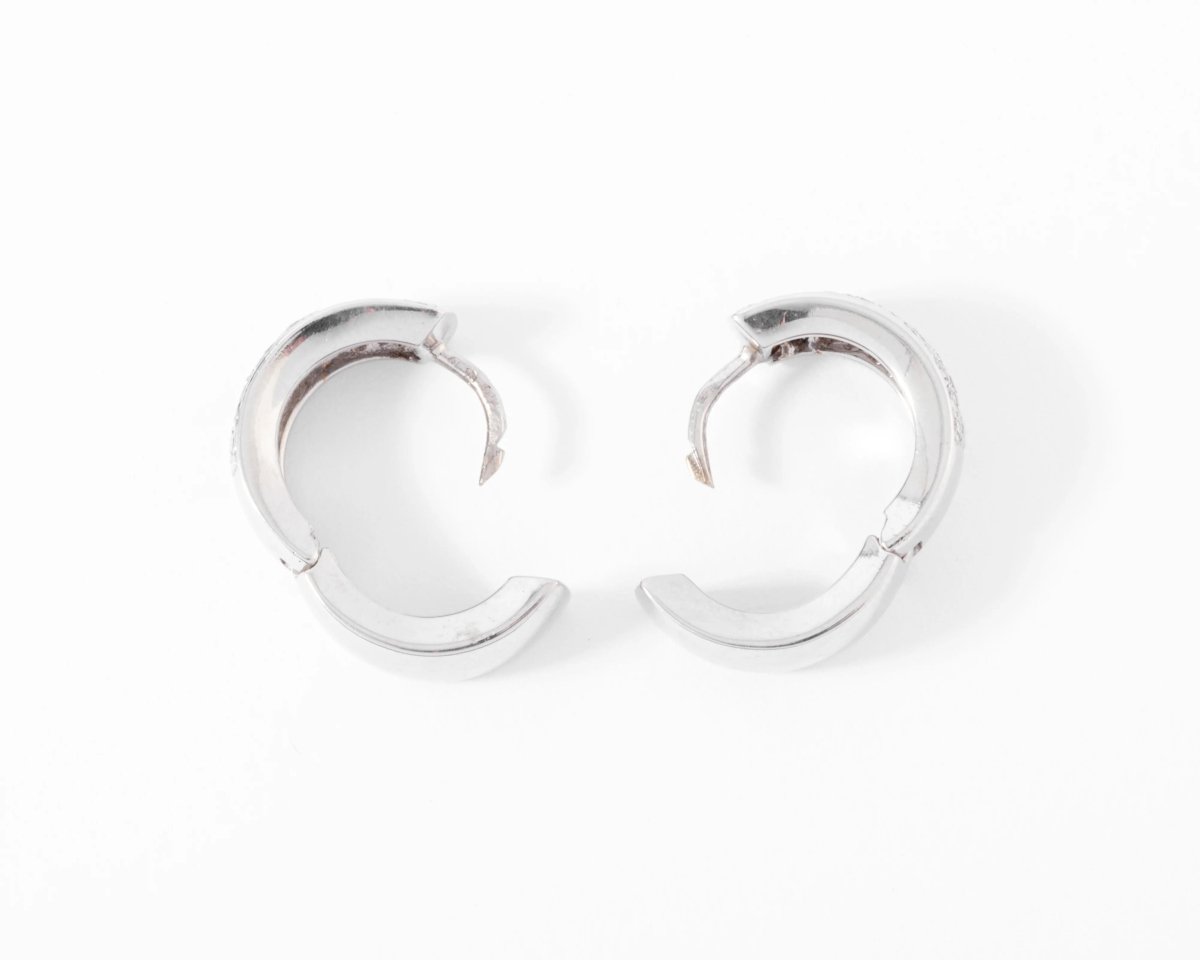 Boucles d'oreilles en demi créole en or gris et diamant - Castafiore