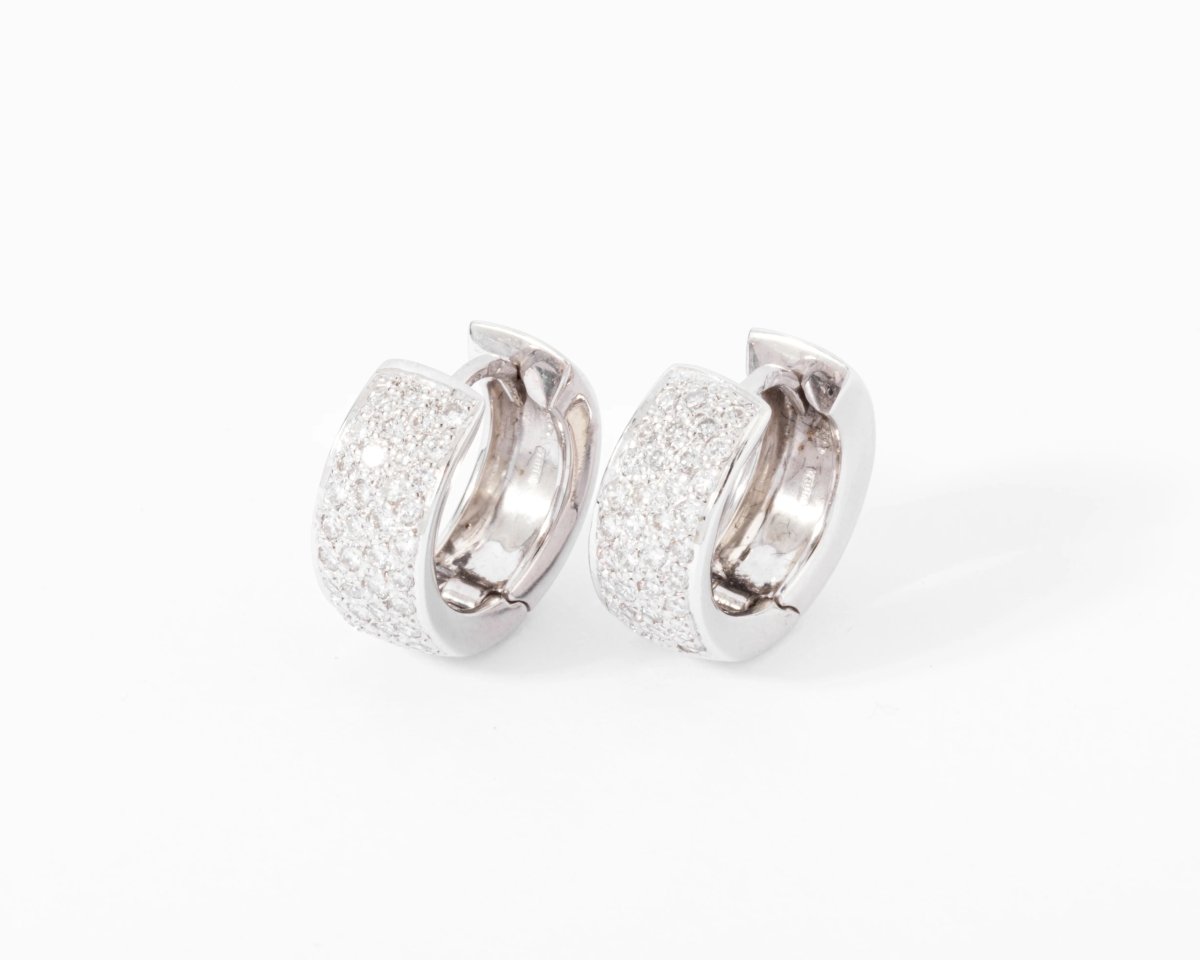 Boucles d'oreilles en demi créole en or gris et diamant - Castafiore