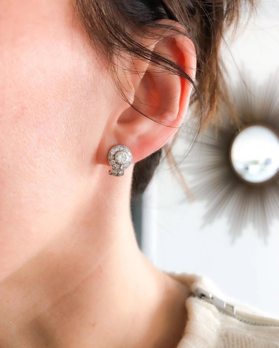 Boucles d'oreilles en diamants et platine - Castafiore