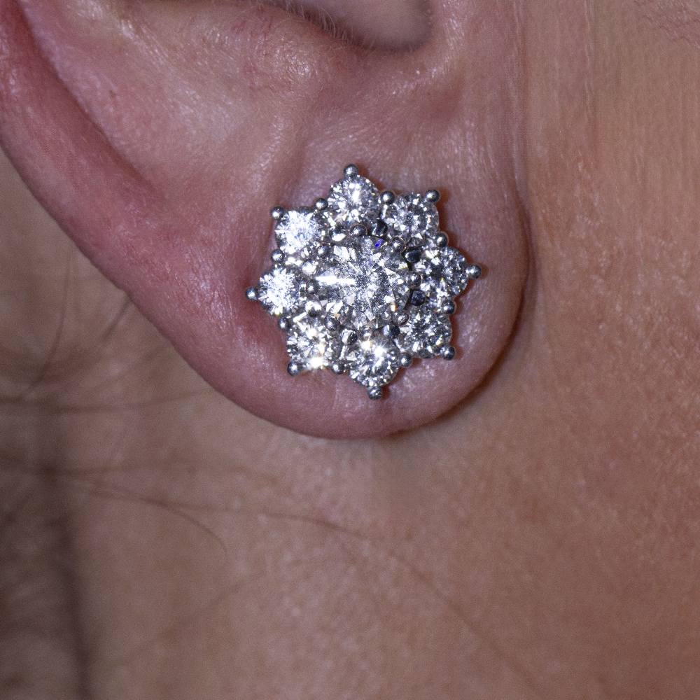 Boucles d'oreilles en or blanc et diamants - Castafiore