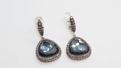 Boucles d'oreilles en or blanc, quartz et diamants - Castafiore