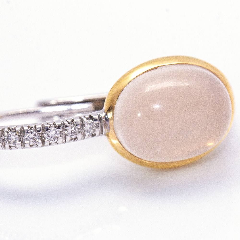 Boucles d'oreilles en or blanc, quartz rose et diamants - Castafiore