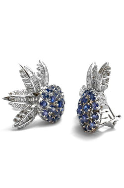 Boucles d'oreilles en or blanc, saphirs et diamants - Castafiore