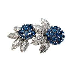 Boucles d'oreilles en or blanc, saphirs et diamants - Castafiore