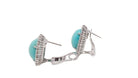 Boucles d'oreilles en or blanc, turquoise naturelle et diamants - Castafiore