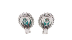 Boucles d'oreilles en or blanc, turquoise naturelle et diamants - Castafiore