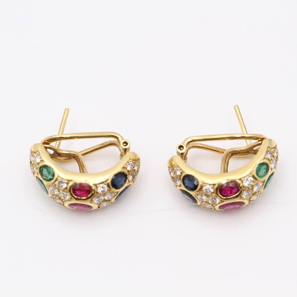 Boucles d'oreilles en or, diamants, rubis, émeraudes et saphirs - Castafiore