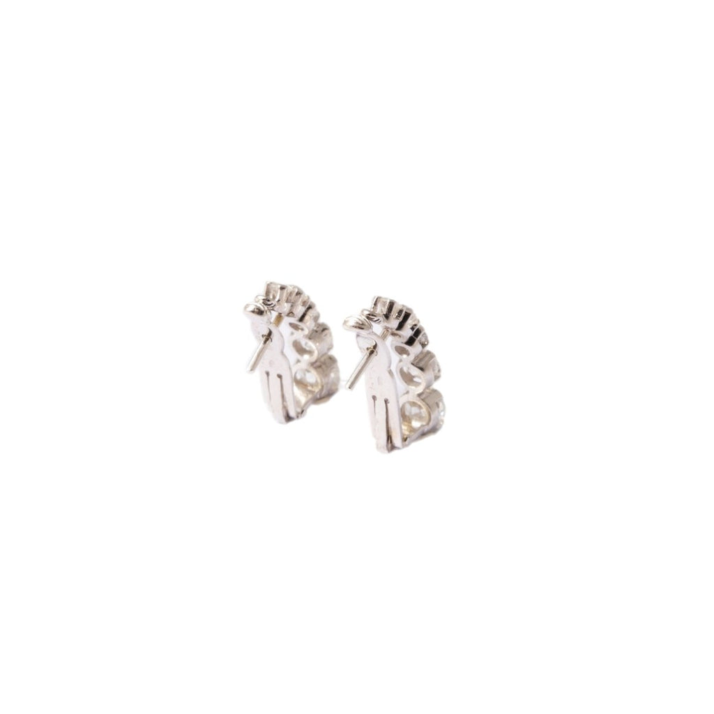 Boucles d'oreilles en or gris et platine retenant cinq diamants - Castafiore