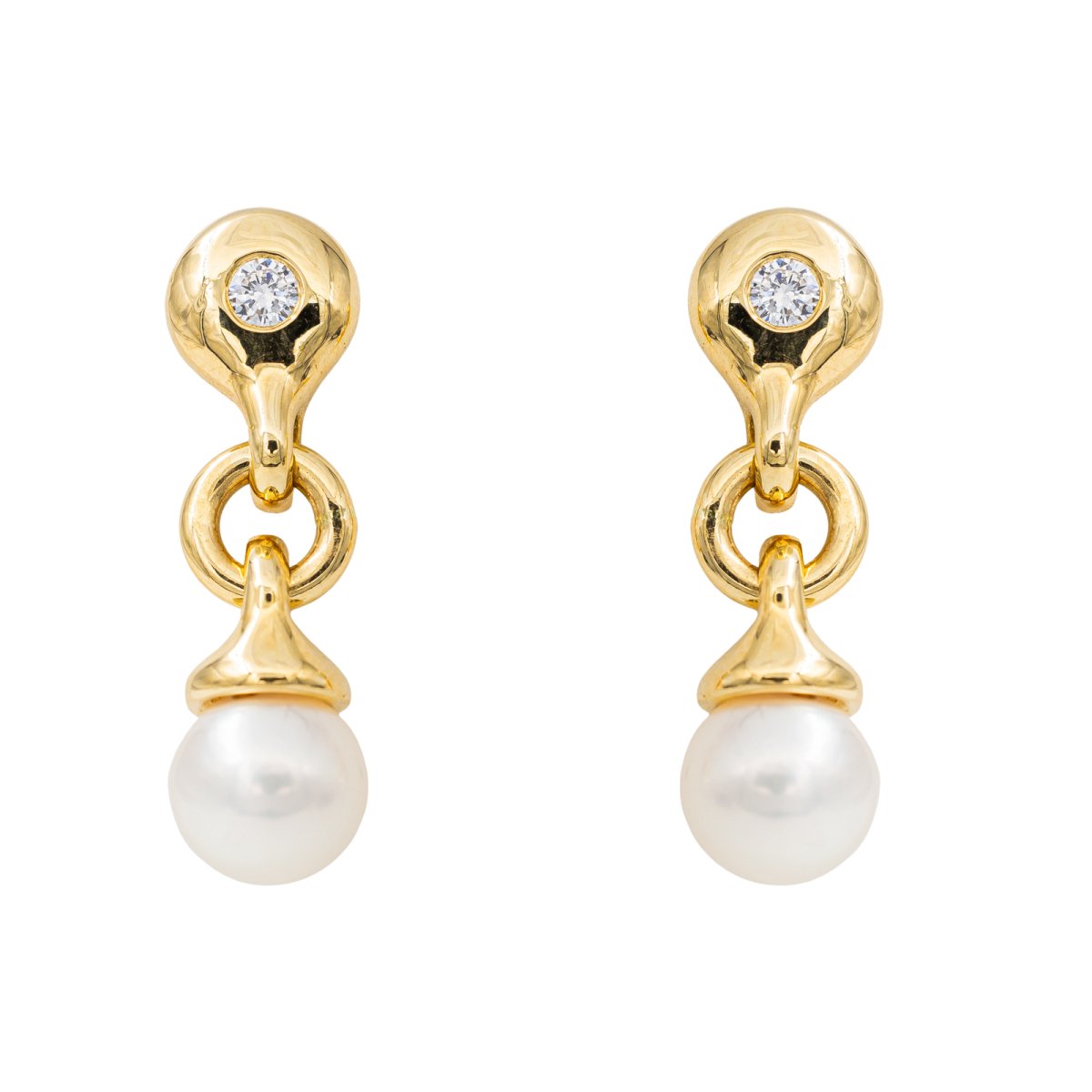 Boucles d'oreilles en or jaune et diamant - Castafiore