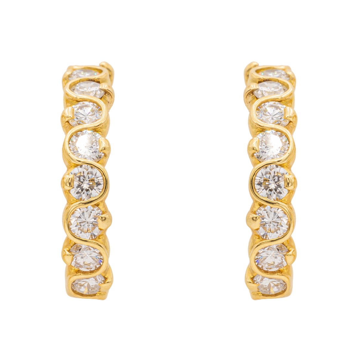 Boucles d'oreilles en or jaune et diamants - Castafiore