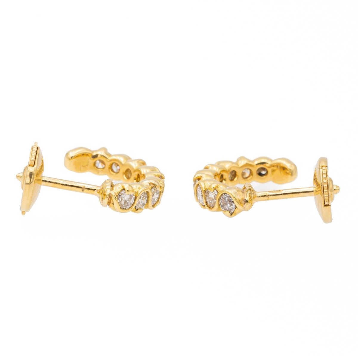 Boucles d'oreilles en or jaune et diamants - Castafiore
