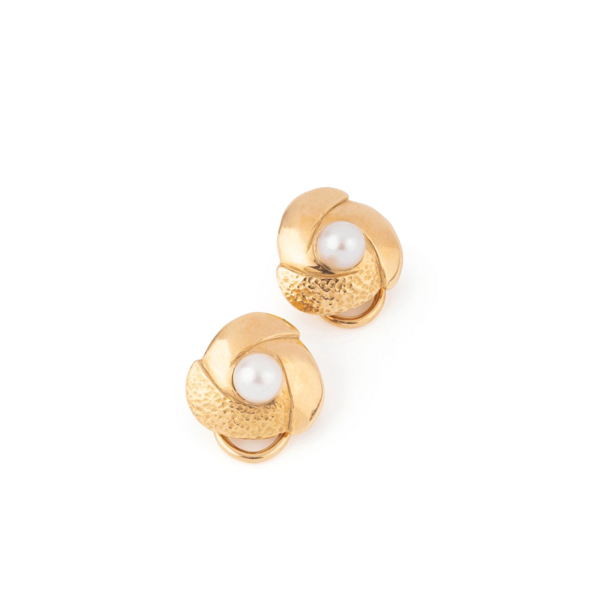 Boucles d'oreilles en or jaune et perle - Castafiore