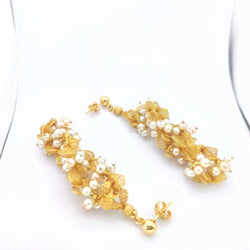 Boucles d'oreilles en or jaune et perles - Castafiore