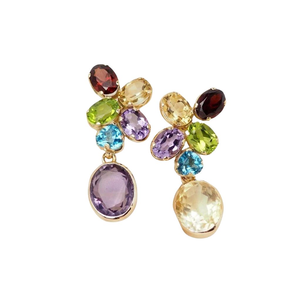 Boucles d'oreilles en or jaune et pierres fines - Castafiore