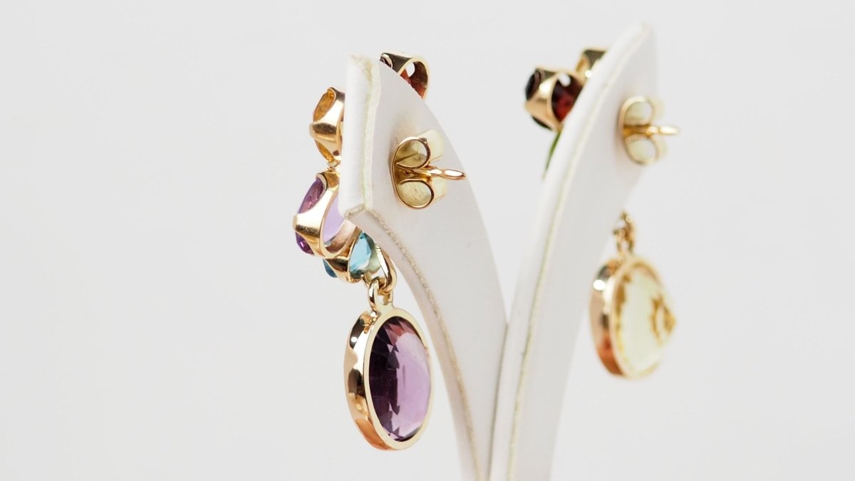 Boucles d'oreilles en or jaune et pierres fines - Castafiore