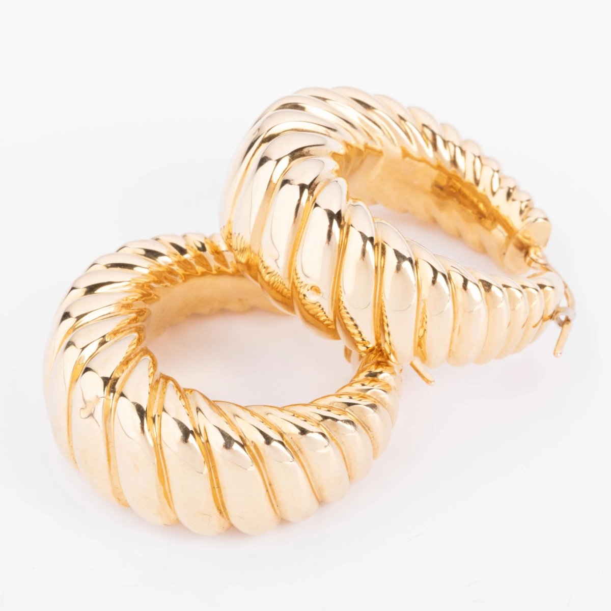 Boucles d'oreilles en or jaune godronné - Castafiore