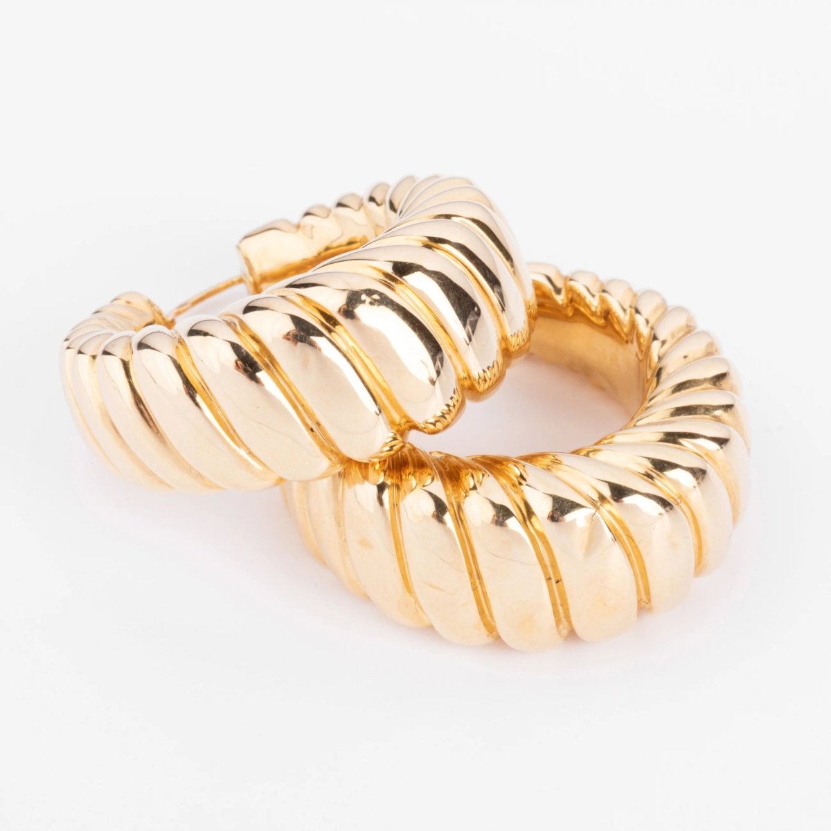 Boucles d'oreilles en or jaune godronné - Castafiore