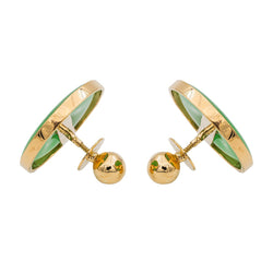 Boucles d'oreilles en or jaune, jade et diamans - Castafiore