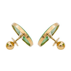 Boucles d'oreilles en or jaune, jade et diamans - Castafiore