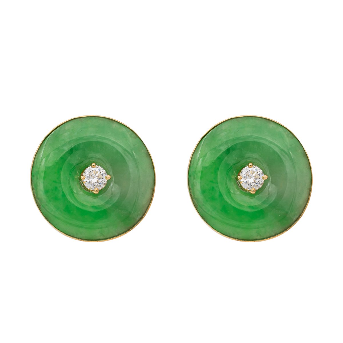 Boucles d'oreilles en or jaune, jade et diamans - Castafiore