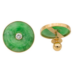 Boucles d'oreilles en or jaune, jade et diamans - Castafiore