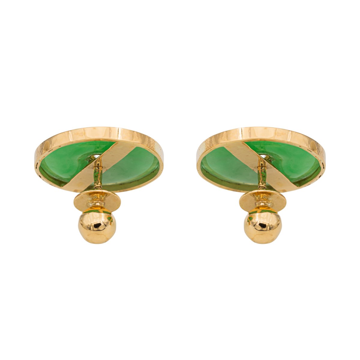 Boucles d'oreilles en or jaune, jade et diamans - Castafiore
