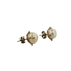 Boucles d'oreilles en or jaune, perle et diamants - Castafiore