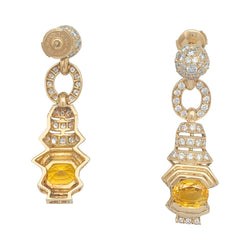 Boucles d'oreilles en or jaune saphirs jaunes et diamants - Castafiore