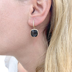 Boucles d'oreilles en or rose, hématite, quartz et diamants - Castafiore