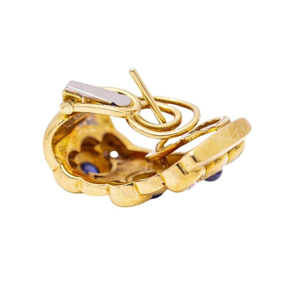 Boucles d'oreilles en or, saphir et diamants d'occasion - Castafiore