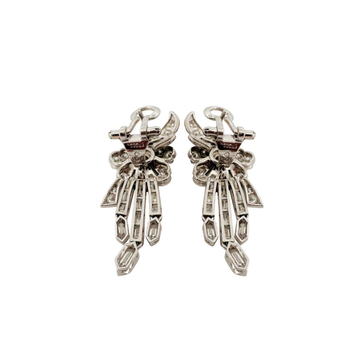 Boucles d'oreilles en platine et diamants - Castafiore